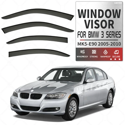 E90 F30 Window visor, Rain shield - standard-packing-without-logo-bmw-3-series-i-axle-mk5-e90-2005-2010-plexiglass-no-bright-strip-window-rain-cover