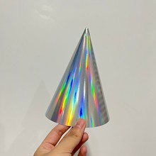 创意儿童成人光面镭射铝膜头饰生日帽纯色装饰纸帽彩色亮面卡纸