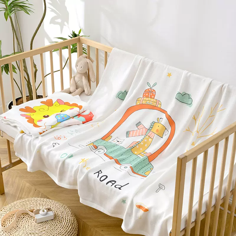 婴幼儿竹纤维印花抱被亲肤柔软包巾儿童浴巾产房包单宝宝四季盖毯