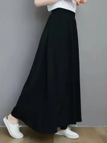 Extra-large code women's loose casual straight-leg pants 300 pounds fat-hiding elastic high-waist flowing wide-leg skirt for women