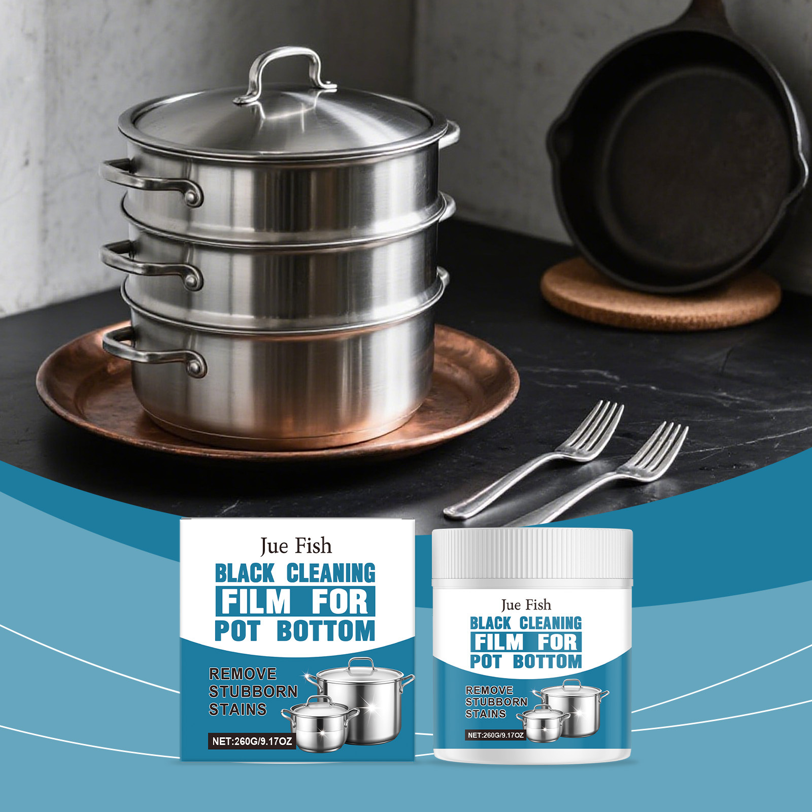 Jue Fish Pot Bottom Black Stain Cleaning Paste Black Stain Restoration Cookware Shine Restoration Grease Dissolving Cleaning Paste