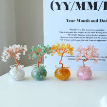 天然黄水晶碎石发财树玛瑙碎石底座聚宝盆家居客厅办公室摆件