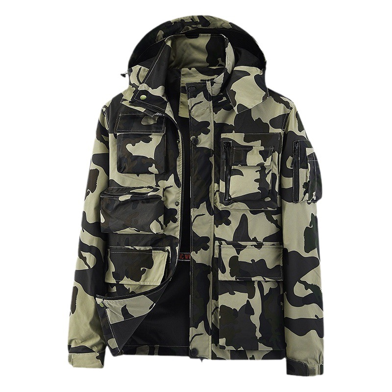 [8858] Chaqueta de comercio exterior de los hombres multi-Bolsillo chaqueta impermeable al aire libre de ocio multi-Bolsillo militar más tamaño ropa de trabajo