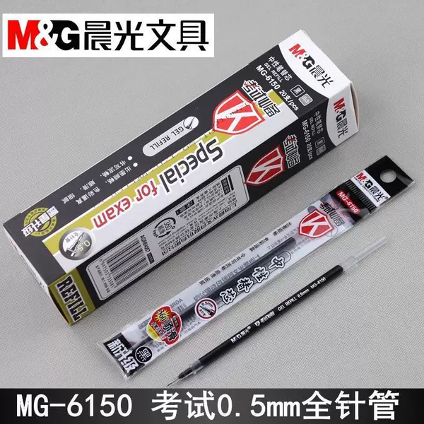 Morning&Light Pen Refill Mg-6150 Exam Full Needle Tip Carbon Pen Refill 0.5mm Black Ink Pen Refill for Student and Office Use