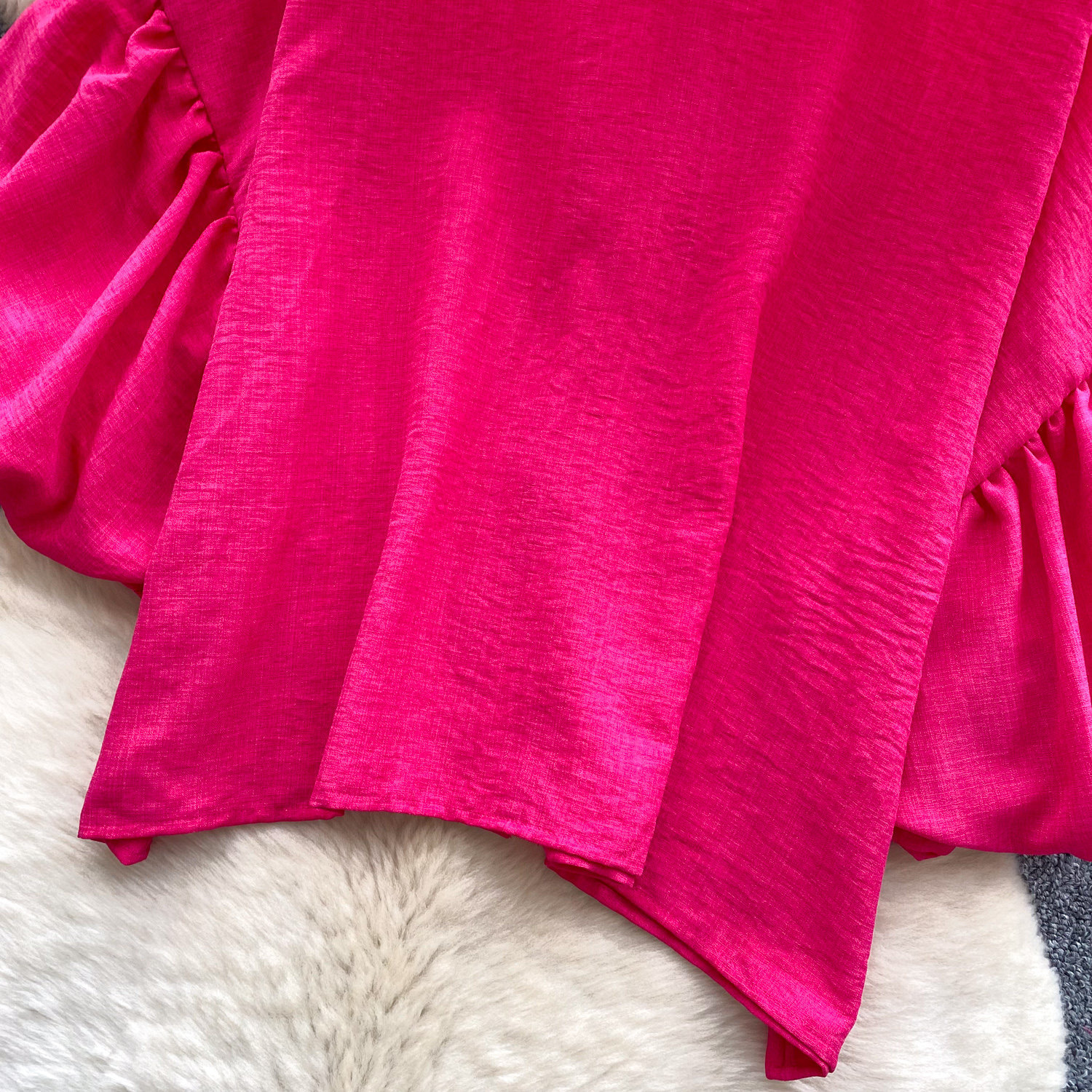 Women's French Style Rhinestone Blouse Summer Lantern Sleeve Cardigan Beaded Collar Loose Fit Versatile High End Top Heavy Duty_ecoleips.com