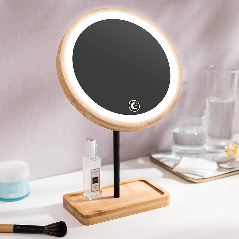 Wooden table table lamp with light