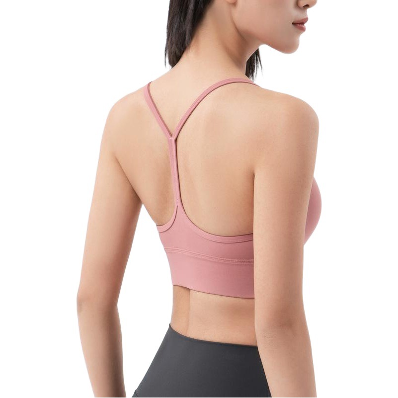 Nuevo estilo de sujetador deportivo sexy sin espalda, a prueba de golpes, estilo europeo y americano, con tirantes finos, tipo top, para yoga.