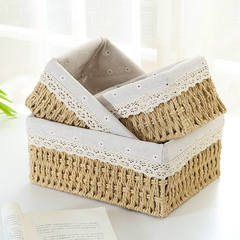 Коробка для хранения на столе, плетёная корзина для хранения, DIY