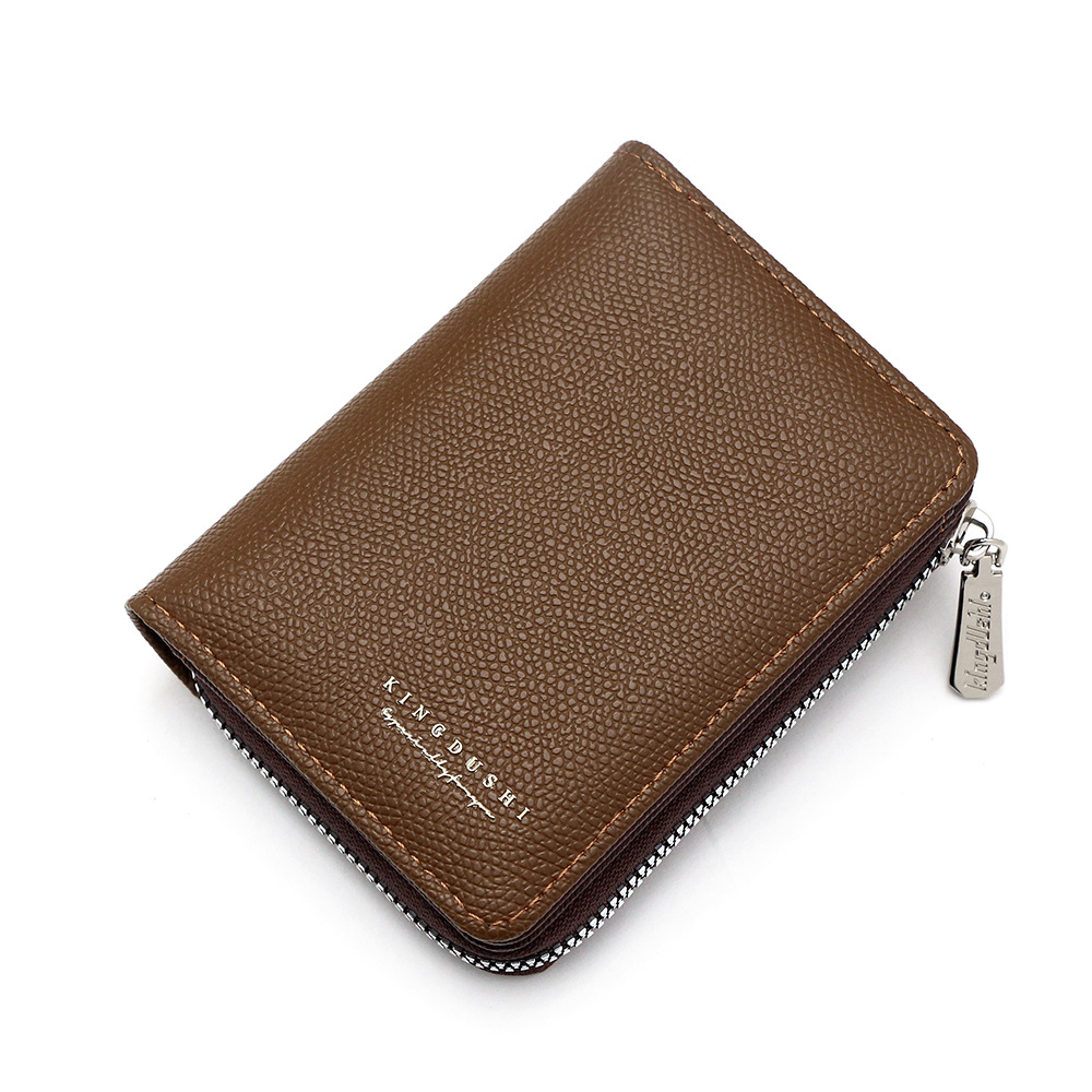 Ventas transfronterizas calientes de granulares para hombres billetera vertical de gran capacidad cremallera bolsa de tarjetas de cremallera bolsa de cambio multi-tarjeta cartera