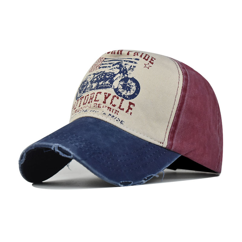 Algodón transfronterizo lavado gorra de béisbol para hombres y mujeres estilo coreano gorra de pico británico shabby Denim al aire libre impreso sombrero apenado image 7
