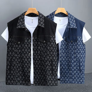 2025 new fashion fat size can wear 390kg spring and summer Joker fashion street facing Denim vest plus fat size