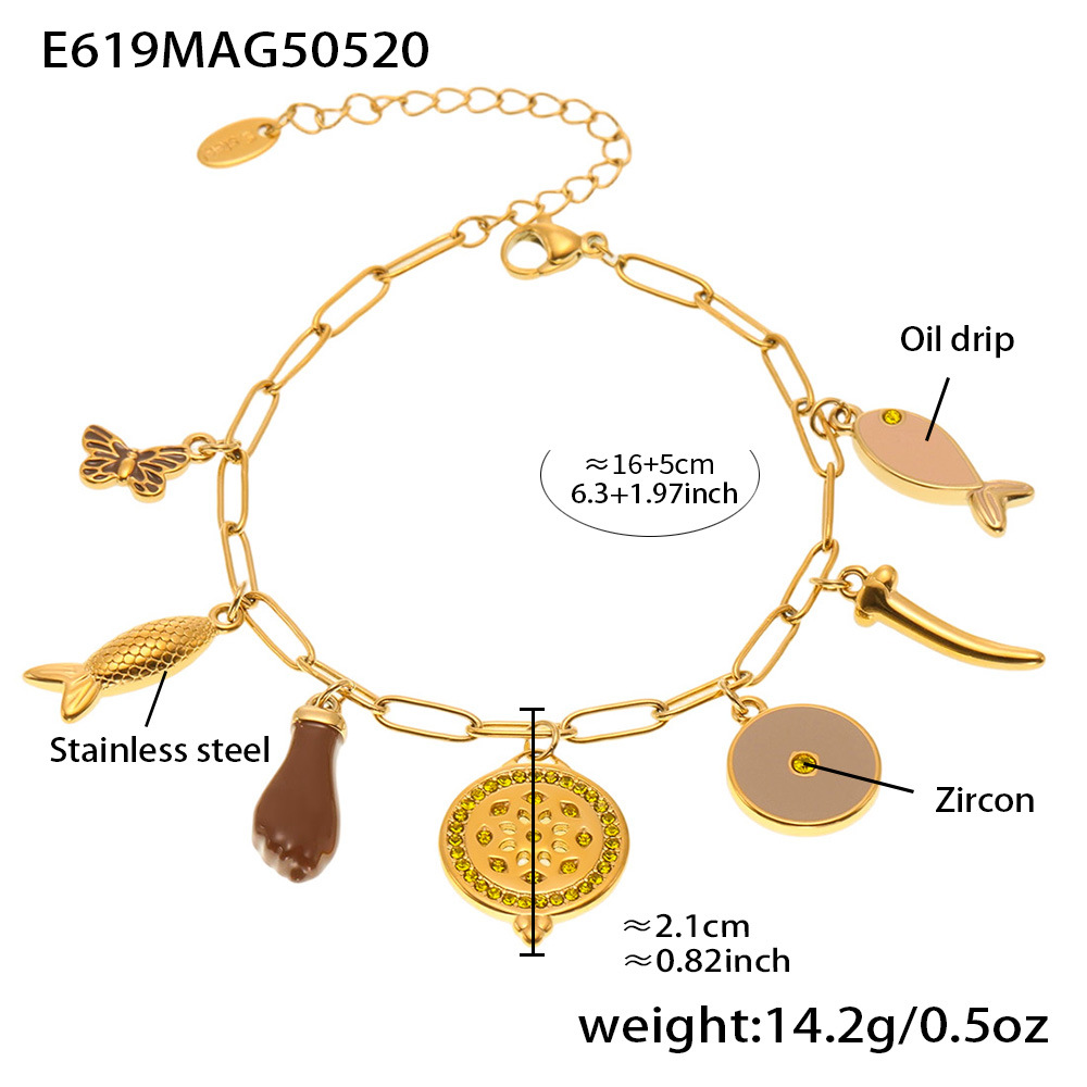 E619-그레이 에나멜 팔찌 16+5cm