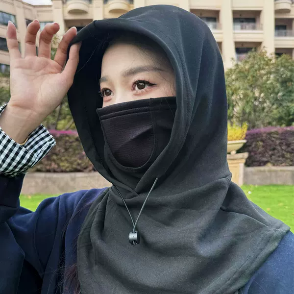 Winter Windproof Mask Men's Warm Headgear Riding fleece-lined Scarf Women's Neck Set Hat Scarf One-piece Cap