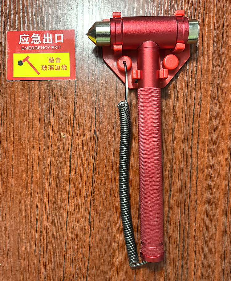 Fire safety hammer, all-metal tungsten steel tip, car window breaker, emergency escape fire survival hammer, manufacturer wholesale