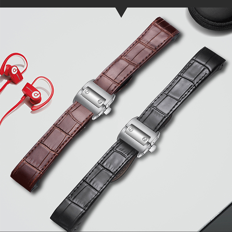 Genuine Leather Watch Strap Genuine Leather Men's and Women's Substitute Santos Santos Slub Pattern Watch Accessories