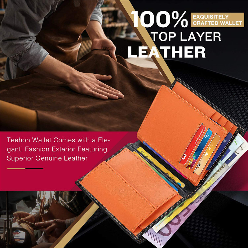 跨境電商新款豎款真皮錢(qián)包男士wallet 大容量防磁RFID錢(qián)夾