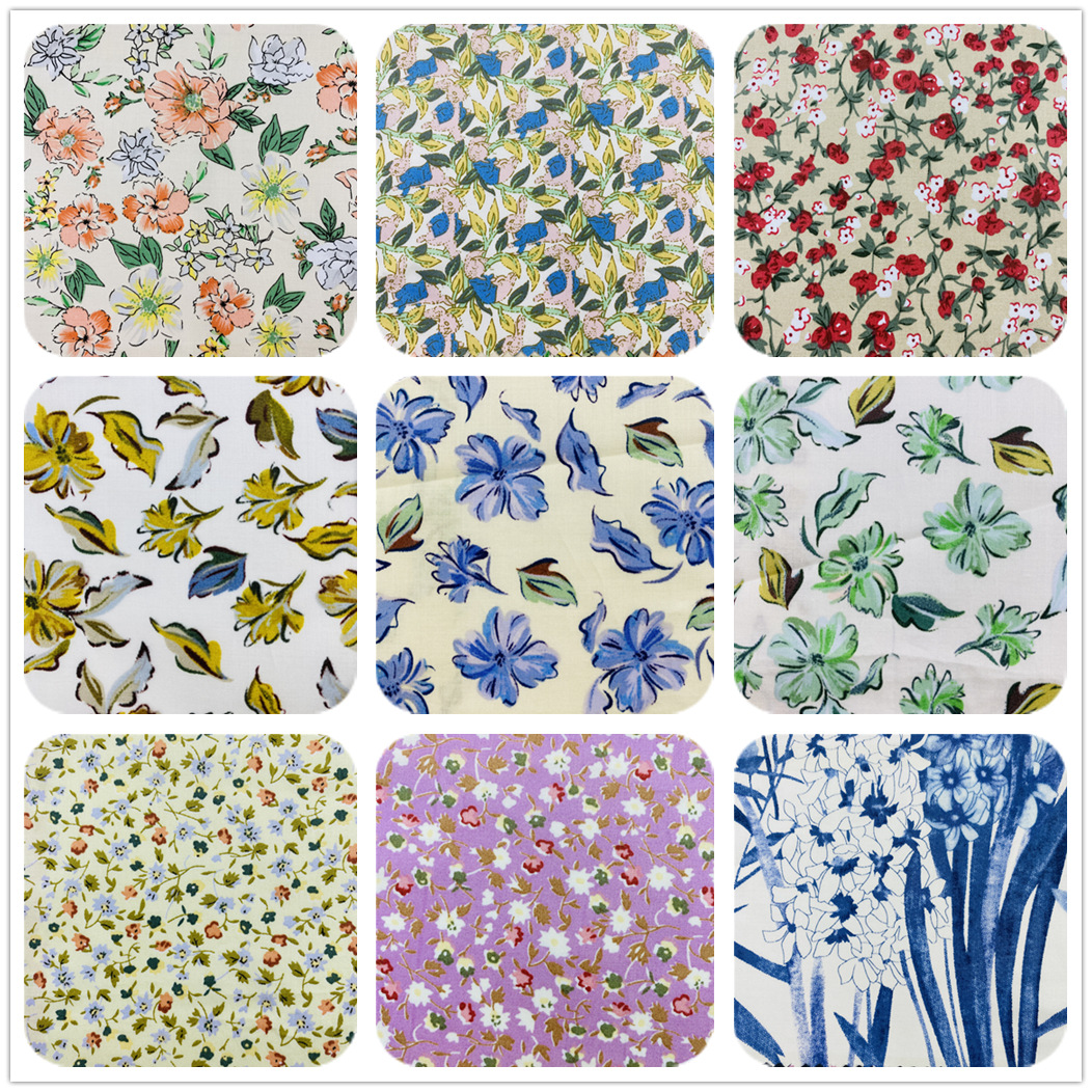 田园风小清新印花布 棉60支平纹仿天丝印花 夏季童装女装服装面料