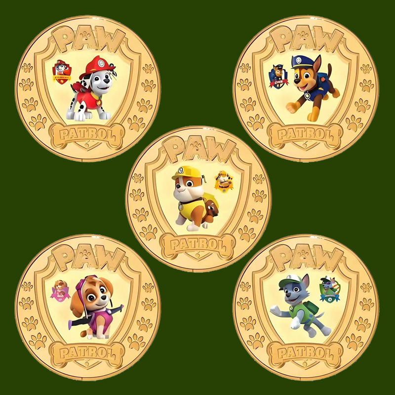 Paw Patrol Cartoon Animation Commemorative Medal Metal Crafts Cartoon Peripheral Figurine Coin Collectible Coin Children's Gift Paw Patrol Cartoon Animation Commemorative Medal Metal Crafts Cartoon Peripheral Figurine Coin Collectible Coin Children's Gift