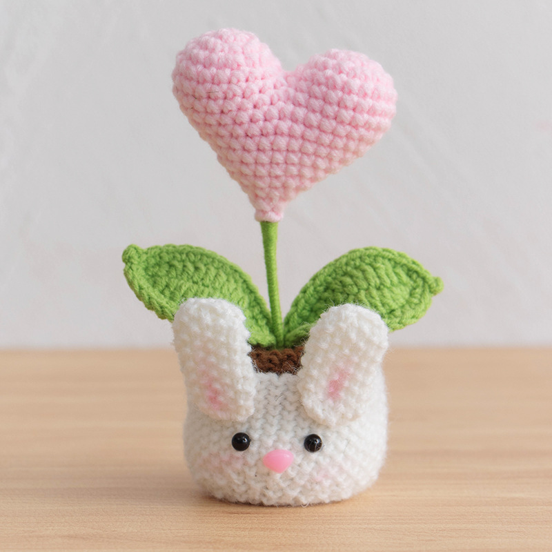 Acabado tejido a mano lirio de los valles en macetas adornos para el hogar tejido de flores artificiales hilo de lana ramo de ganchillo regalo de flores falsas