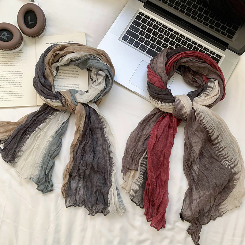 Bufandas y chalos de alta calidad 2025 nuevo estilo exterior de moda de empalme caliente bufandas multifuncionales tiñidas y chalos al por mayor