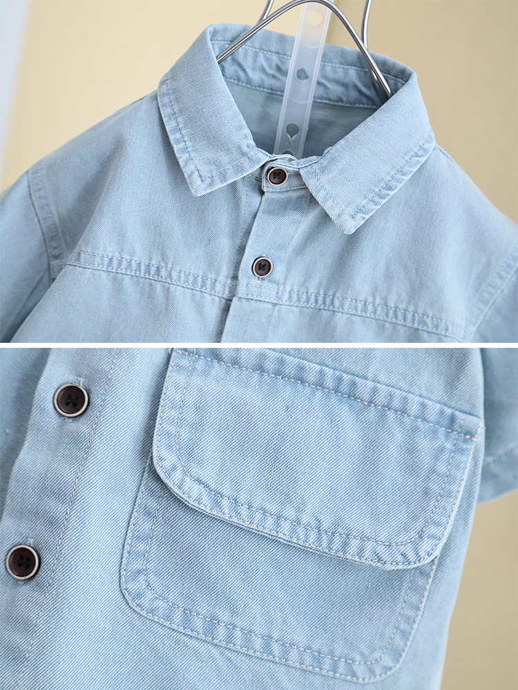 Conjunto de Verano para Niños 8088, Modelo 2026, Conjunto de Manga Corta de Mezclilla a la Moda para Niños, Ropa Delgada de Verano para Bebés