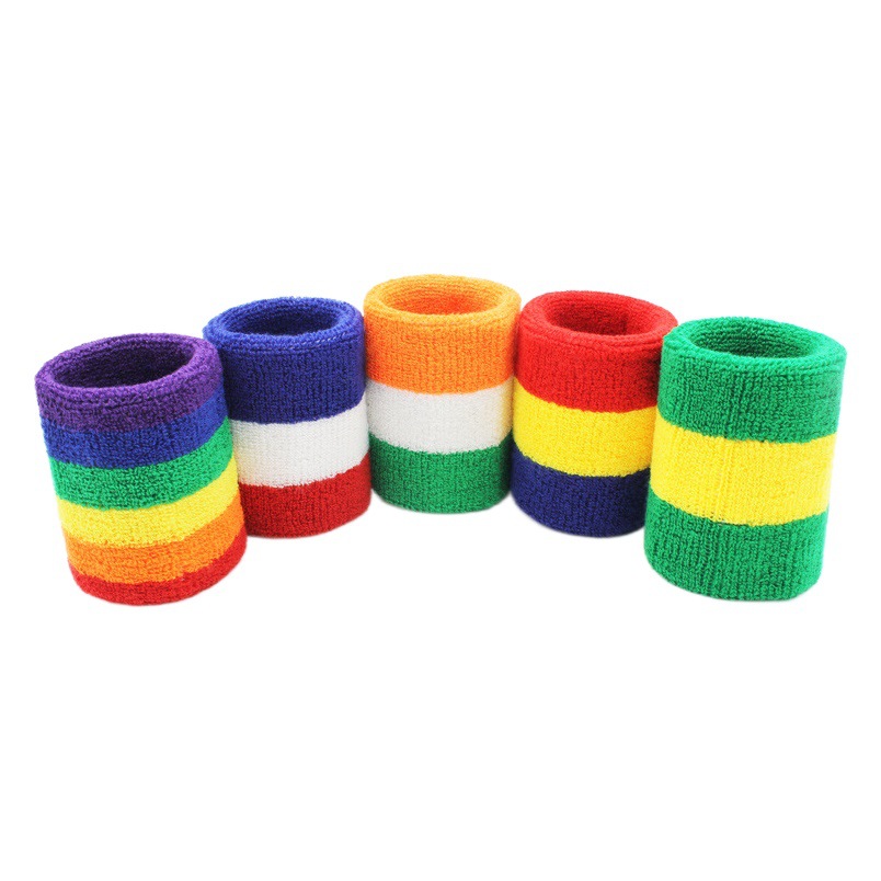 Muñequeras deportivas elásticas que absorben el sudor, muñequeras de baloncesto y voleibol, cálidas y universales, muñequeras con bloques de color de bandera
