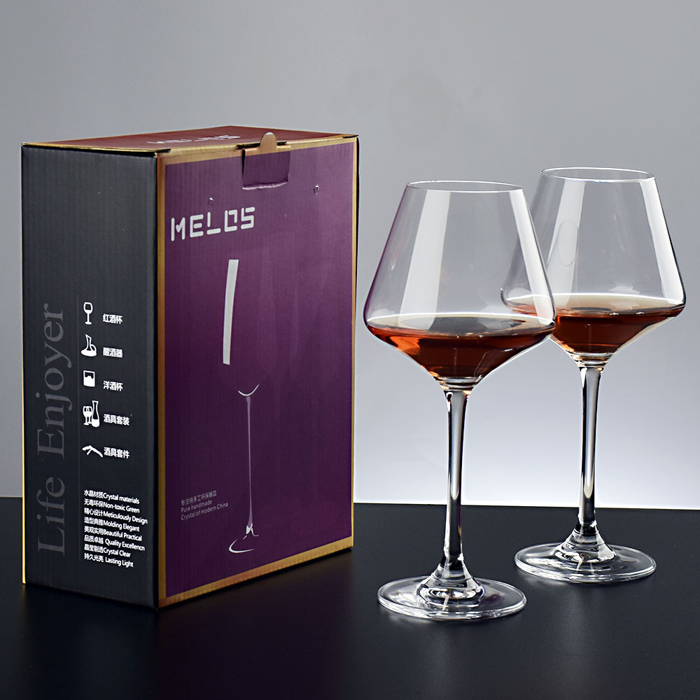 水晶玻璃勃艮第酒杯红酒杯高脚杯苹果杯套二礼盒装对杯可加印logo