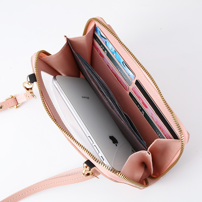 2023 nueva pantalla táctil bolso del teléfono móvil de las mujeres de estilo coreano multi-funcional de gran capacidad crossbody bolsa de moda cremallera billetera horizontal