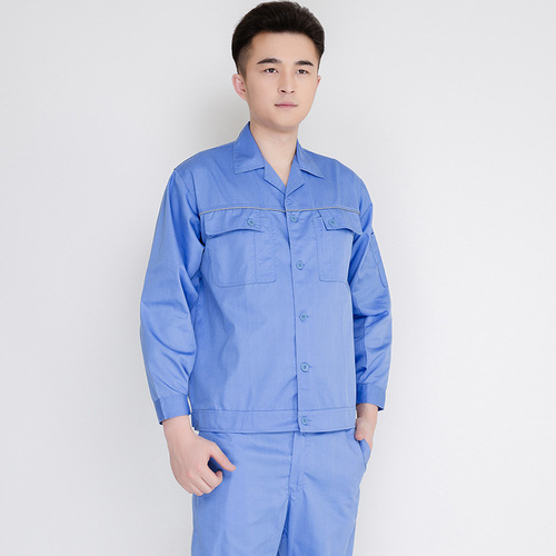 Summer thin long-sleeved construction site workwear set for men, factory workshop workers, wear-resistant protective clothing