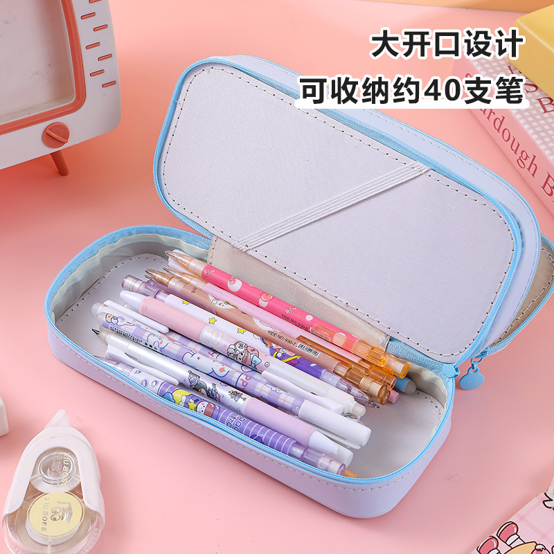 窓付き透明二層文具箱特大大容量ジッパー鉛筆バッグ筆箱文具バッグ児童と学生|undefined