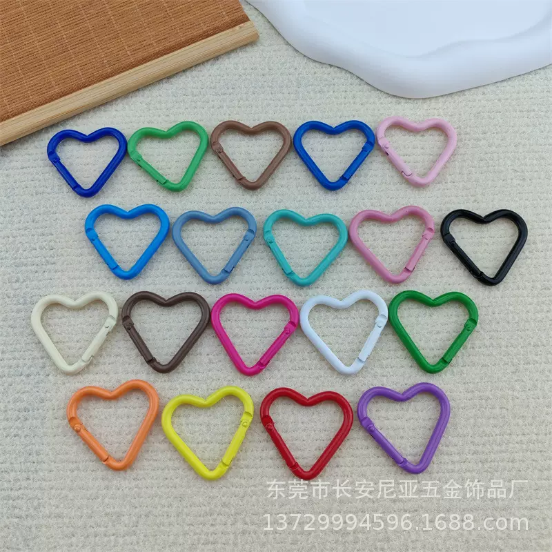 彩色烤漆5号爱心铝合金登山扣 爱心型登山扣挂扣耳机公仔彩色挂扣