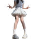 Flower Bud Short Skirt Women's Summer College Style Sweet Cool Lantern Skirt Anti-walking Skirt High Waist A- line Puffy Skirt Culottes