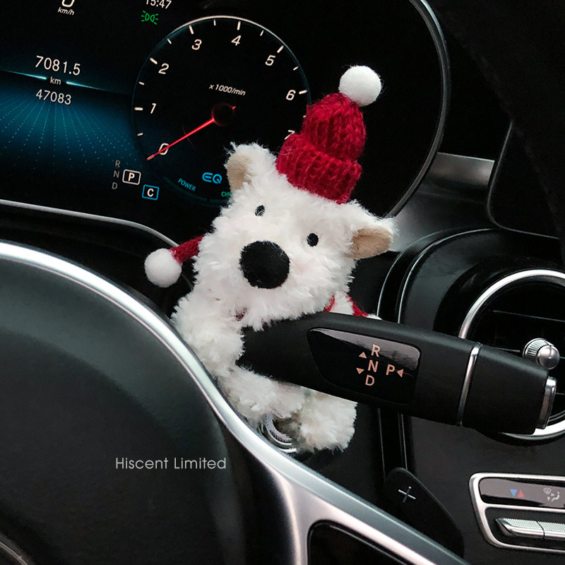 Decoración de la pantalla del coche de West Highland, cachorro garabateado, bloqueo de coche, decoración de la pantalla de control central, accesorios de coche, felpa linda