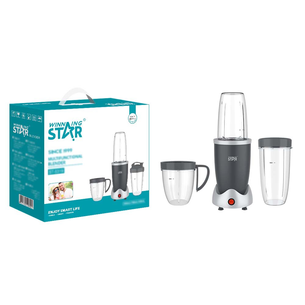 Picadora de carne de seis cuchillas Winning Star, mezcladora de alimentos, procesador de alimentos multifuncional, juego de tres piezas con exprimidor