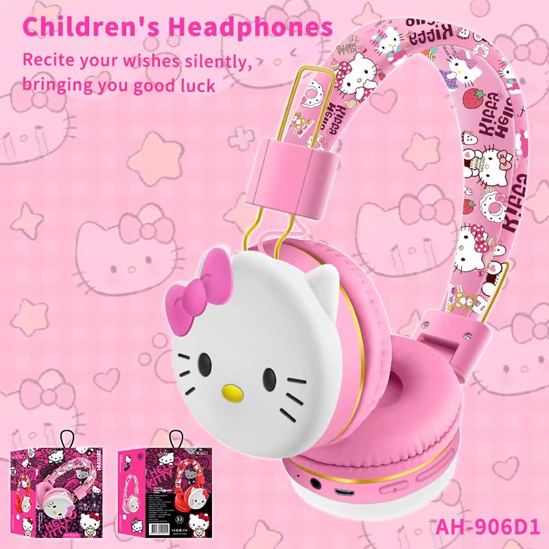 Nuevo AH - 906D1 creativo lindos dibujos animados Kitty niños auriculares Bluetooth inalámbricos auriculares estéreo