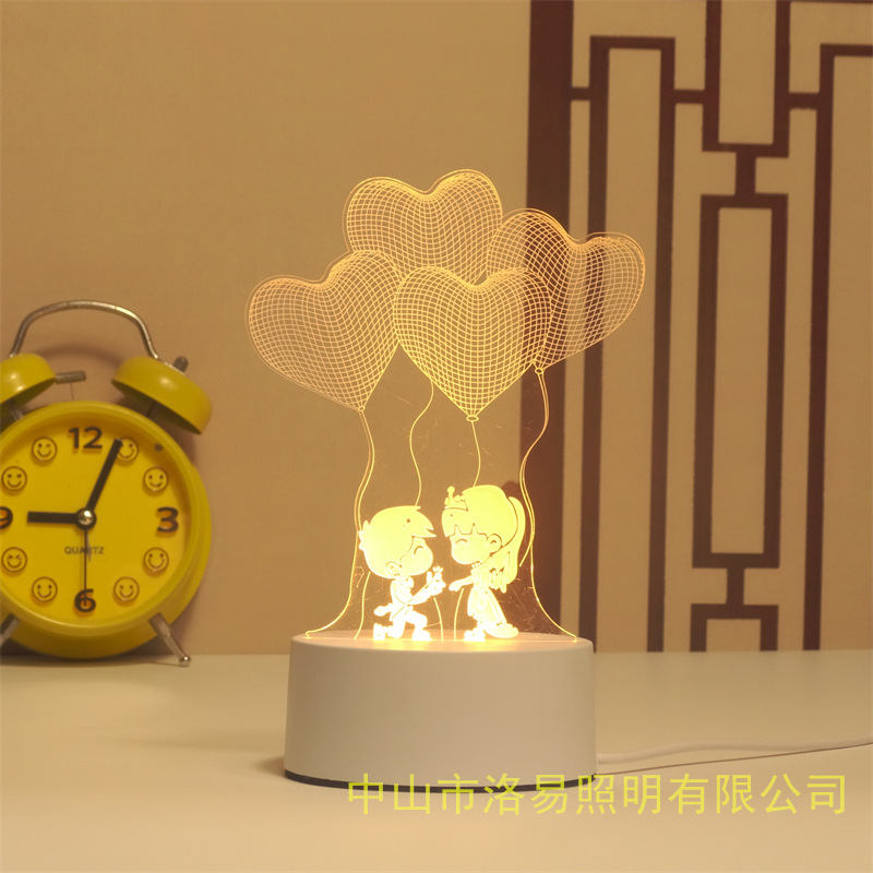 3D lámpara de noche acrílica atmósfera regalos de cabecera atmósfera lámpara de evento regalos al por mayor DIY lámpara de escritorio ideas de Navidad