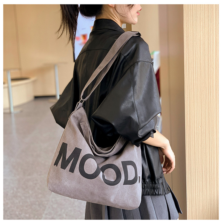 Canvas bag, large-capacity crossbody, ins Korean version student tote bag, single-shoulder girls' tutorial bag, hand-held shopping bag undefined