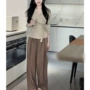 条纹气质长袖高腰阔腿裤