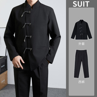New Chinese Men's Wear Chinese Style Suit Jacket Men's Casual Suit suit High-end Style Collar Shoulder Pad Chinese Tunic Fashion