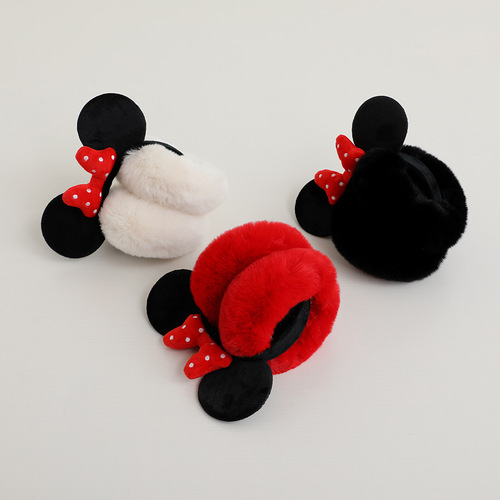 Cartoon bow winter cute warm earmuffs foldable plush earbags student cycling earmuffs earmuffs