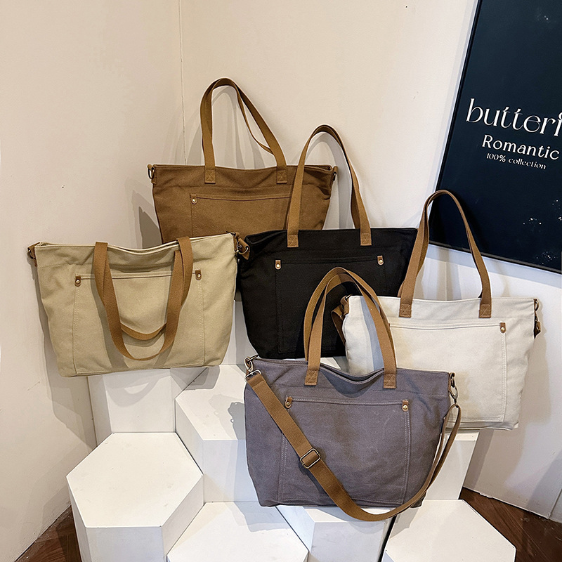 赤狼箱包流行大学生上课单肩包跨境大容量斜挎包帆布休闲包包女式