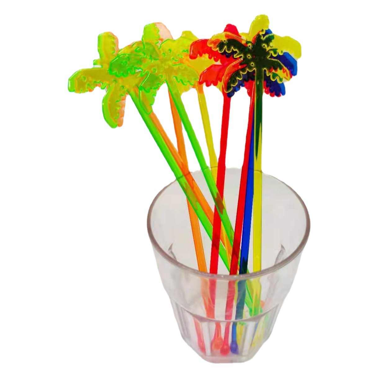 Factory Wholesale Cocktail Stirrers Coffee Sticks Cocktail Decoration Coconut Tree Sticks Fruit Picks 50 Pieces/Bag Small Packaging
