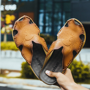Cross-border Foreign Trade Explosions Slippers Men's Summer Outwear Non-slip plus size Sandals and Slippers Lazy Beach Leather Sandals