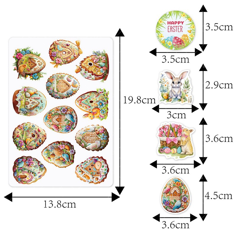 2024 Nueva etiqueta engomada de la decoración del Partido de Pascua conejo Carnaval fiesta de vacaciones etiqueta engomada del diario