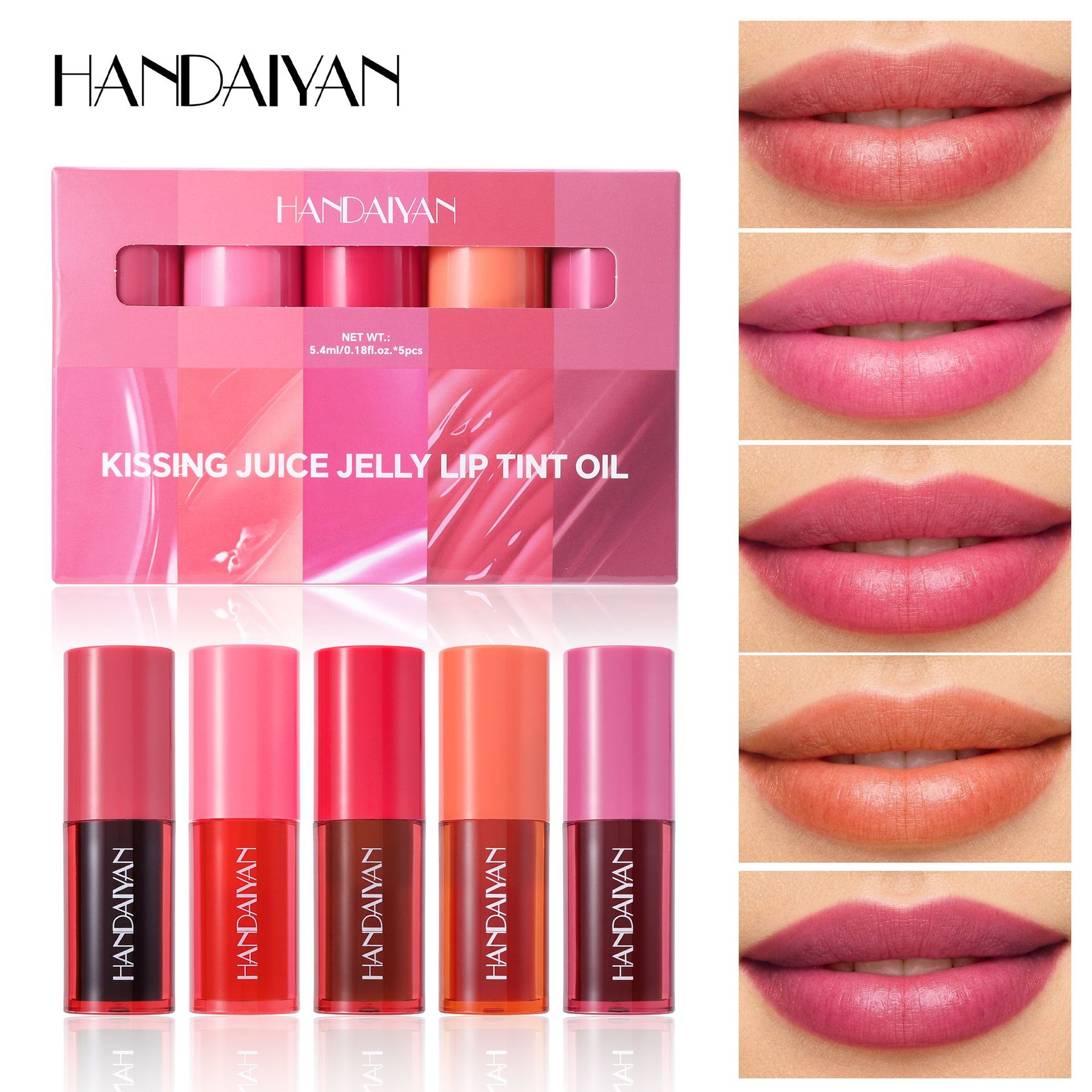 Han Yan Yan cruza fronteras para brotar el conjunto de esmalte labial líquido para mejorar la apariencia blanca impermeable no es fácil de tocar esmalte labial