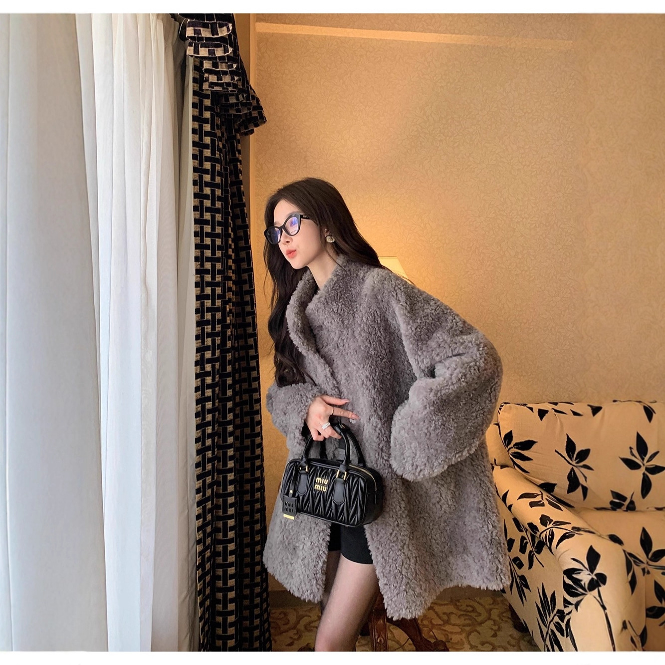 2025冬100绵羊毛羊羔毛立领中长款皮草大衣羊剪绒皮毛一体外套女