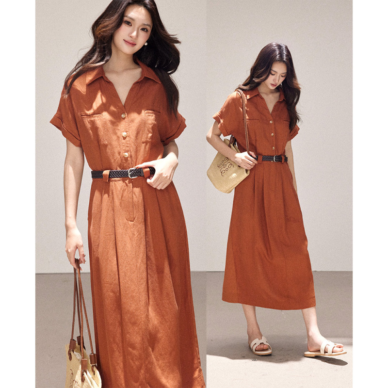 【Shengdu】26 Summer New French Minimalist Style Lyocell Linen Hemp Workwear Lapel Slimming Shirt Dress 【Shengdu】26 Summer New French Minimalist Style Lyocell Linen Hemp Workwear Lapel Slimming Shirt Dress