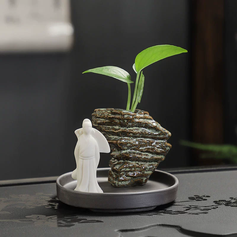 Керамогранит ручной работы зеленый редис гидропонный цветочный горшок дзен космический цветок украшение новый китайский иероглиф ландшафтное украшение