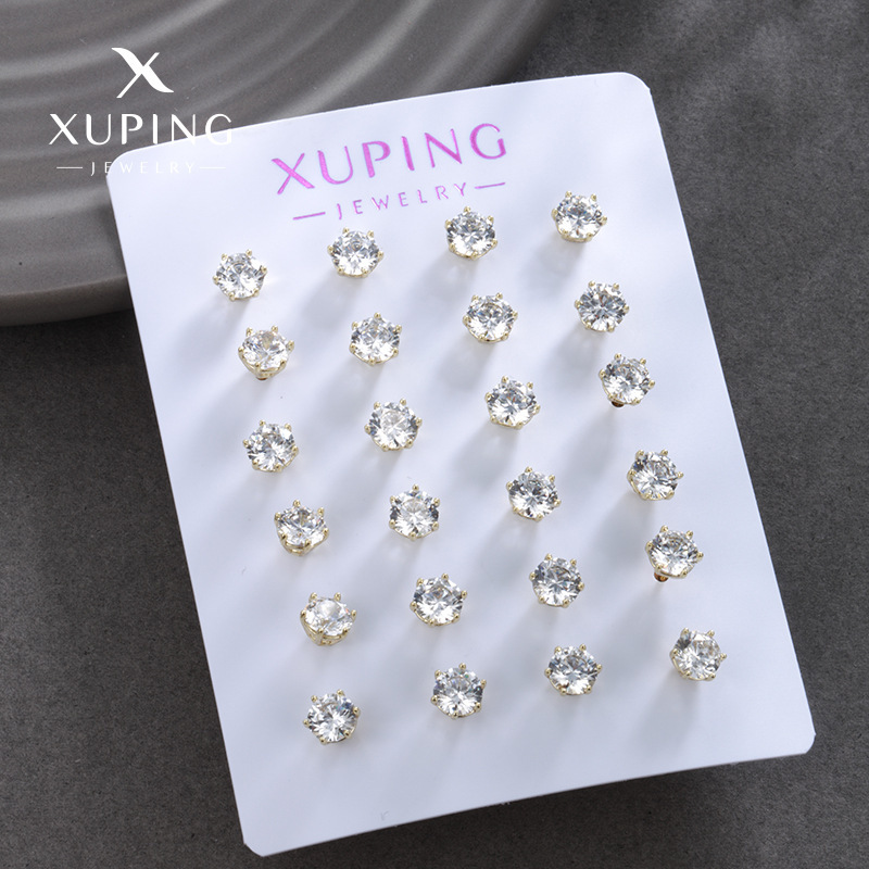 14k color plated 5mm six claws, 12 pairs per card