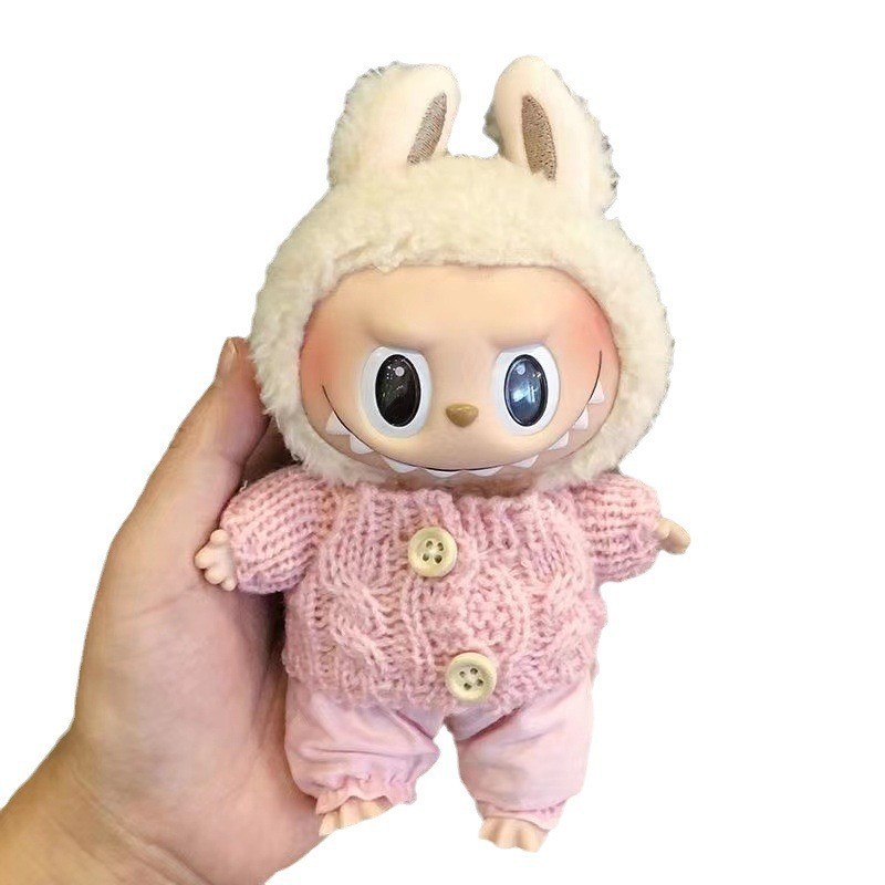 15cm ciego caja pull paño suéter pantalones macaron labubu colgante muñeca suéter Año Nuevo suéter lindo